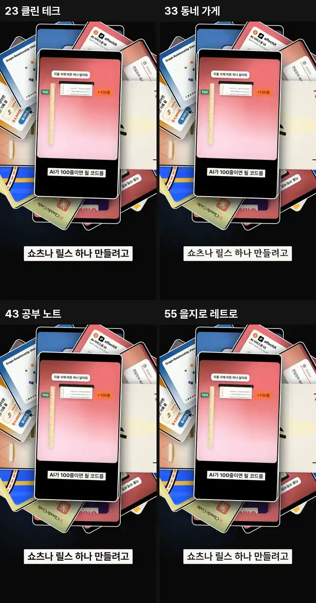 템플릿 영상 4편의 훅 구간 비교 (2)