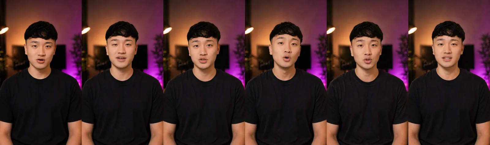 InfiniteTalk로 사진 한 장에서 만든 23.4초 립싱크 영상의 시간순 프레임