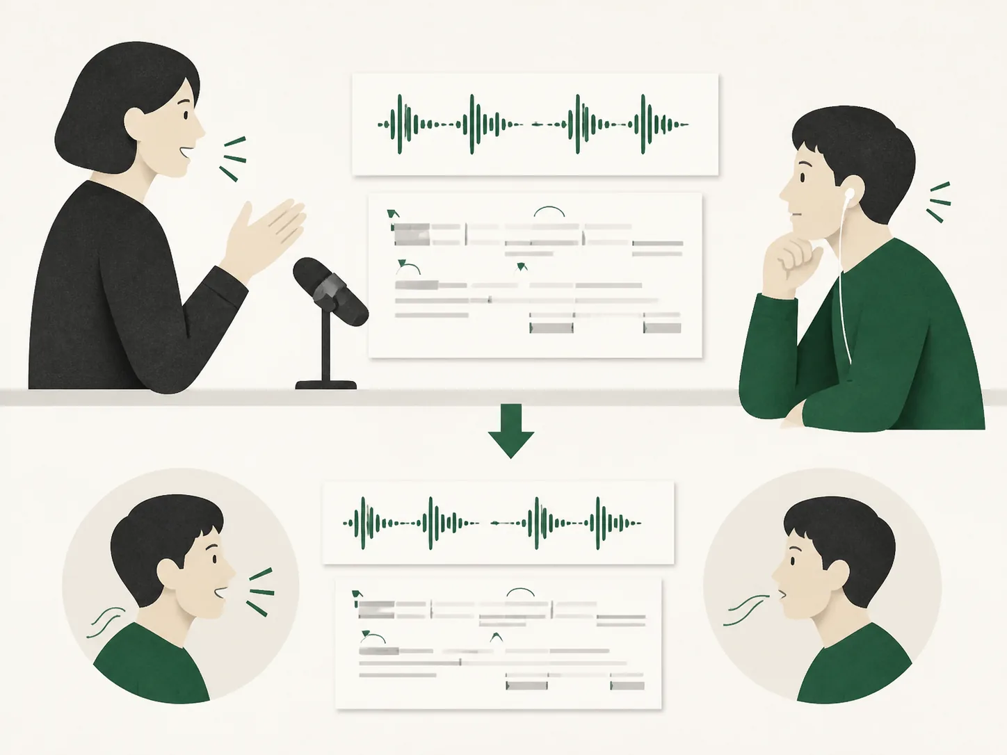 참조 음성과 참조 대본을 함께 보고 새 문장을 말하는 in-context learning 방식 개념도
